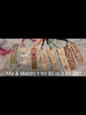 Handmade one of a kind bookmark! Wooden bookmarks, painted pyrography wood burn